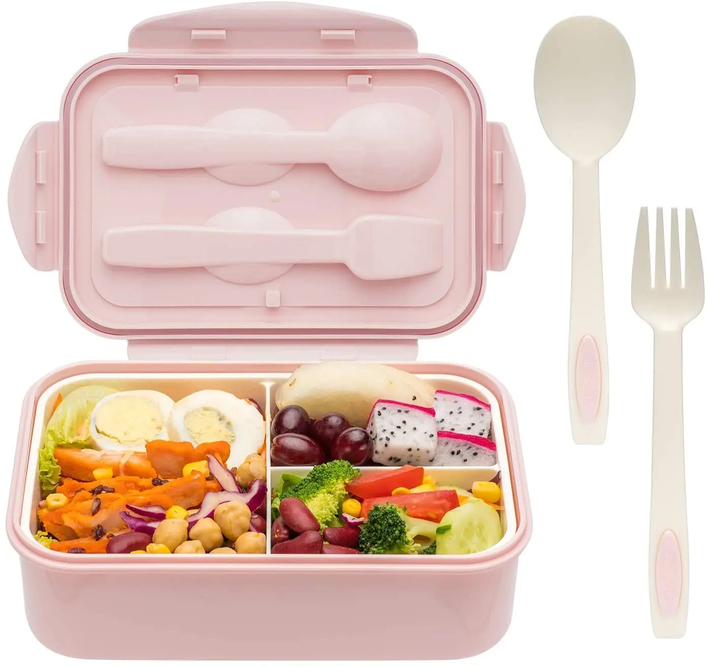 

Factory Wholesale Food Microwave Compartment Plastic Bento Lunch Box For Kids Leakproof Lunchbox, Pink/green/beige