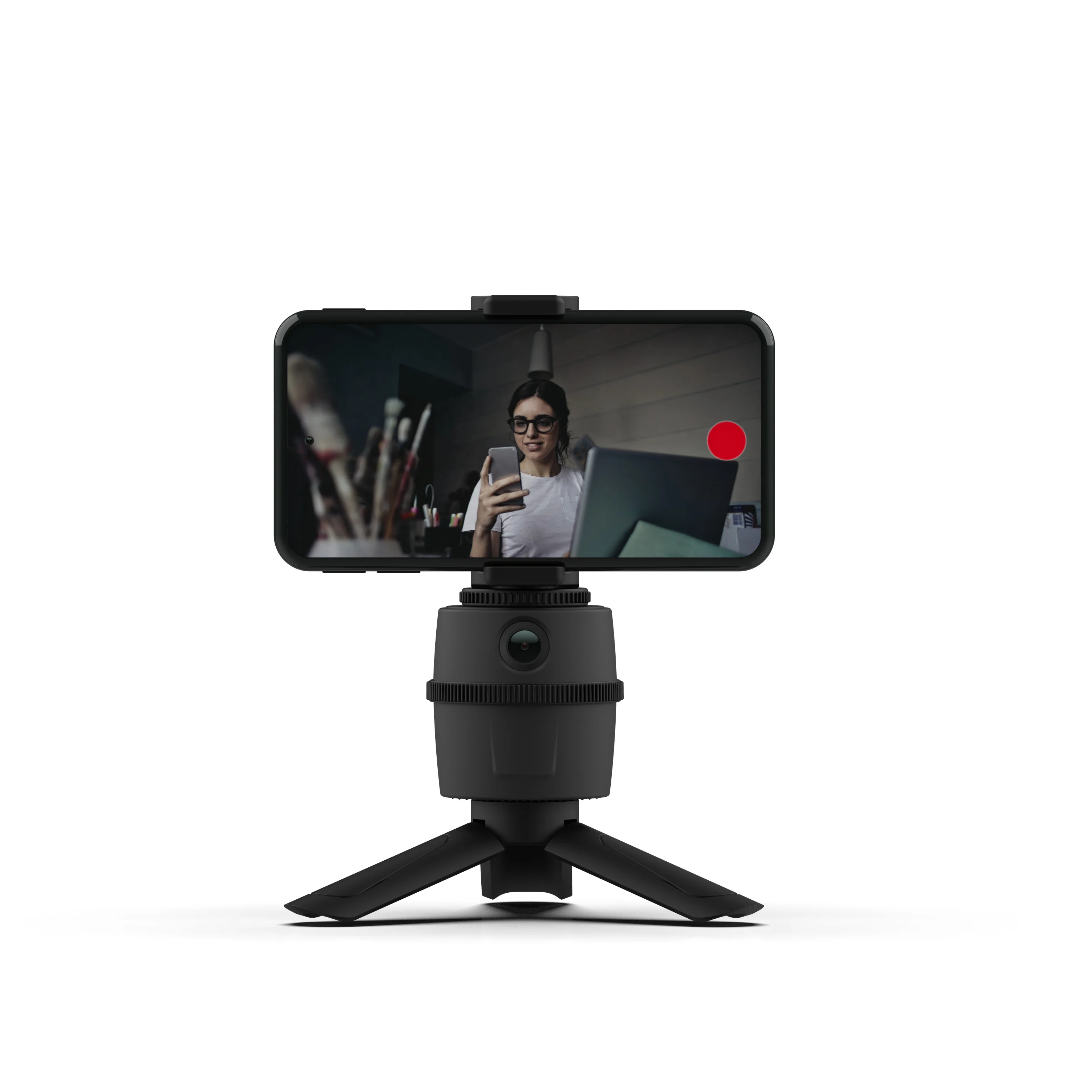 

Video Vlog Selfie Phone Holder No Need APP Rotation Auto Face Object Tracking Flexible Smart Selfie Stick Tripod, Black