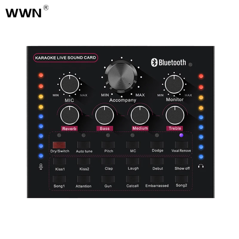 

Portable Multifunction Audio Interface mixer USB Headset Microphone smartphone pc external V12 external live sound card, Black