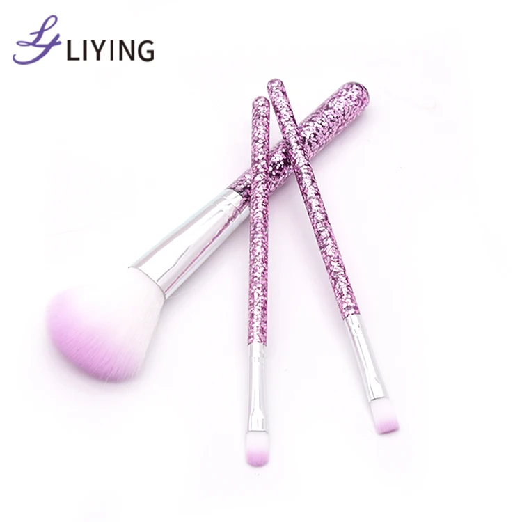 

Professional free sample private label 3 PCS personalized pink cute foundation makeup brush set for travel