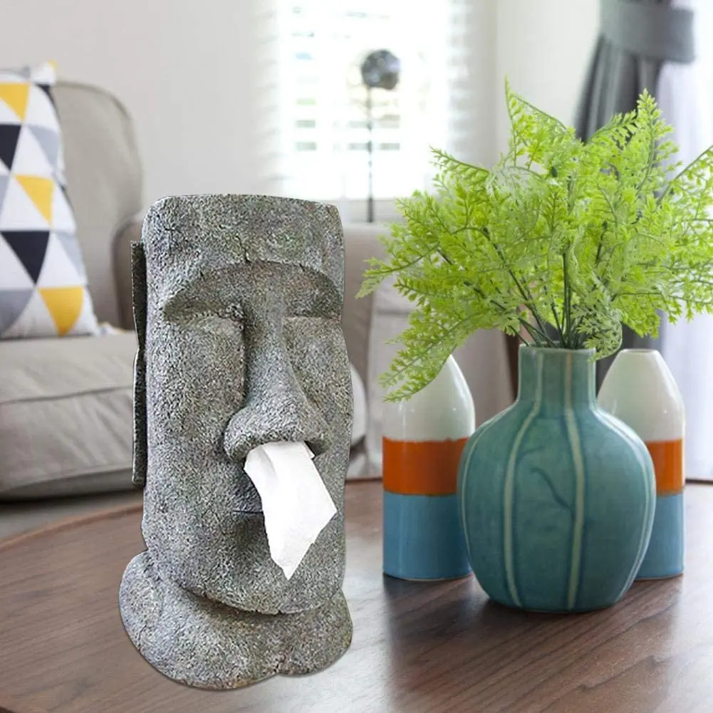 Moai Paper Tissue Box Ecofriendly Resin Easter Island Paper Holder