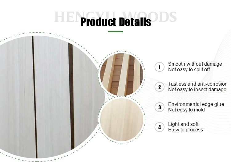 China Supplier Paulownia Triangular Wood Strips Wood Batten