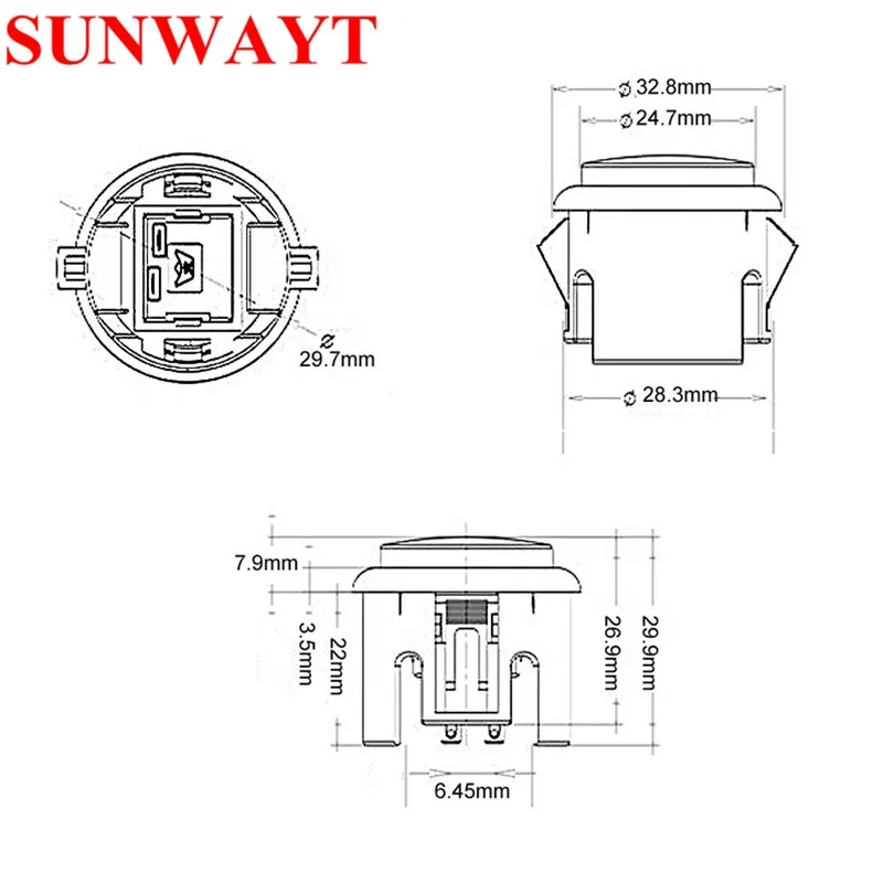 
Baolian Factory direct wholesale 30mm SANWA style momentary button switch arcade game push button with built in microswitch 