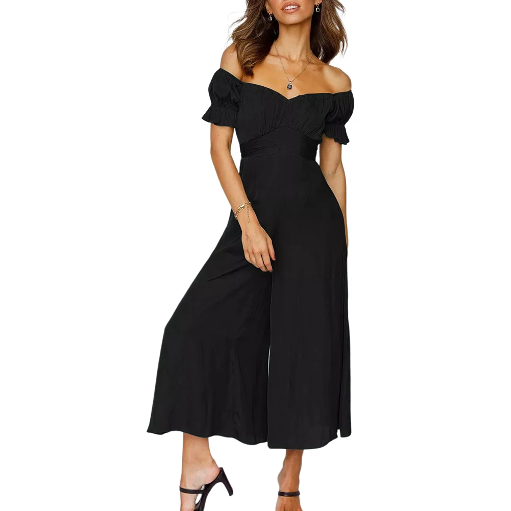 

Summer Casual Elegant Short Sleeve Off the Shoulder One Piece Woman Jumpsuit