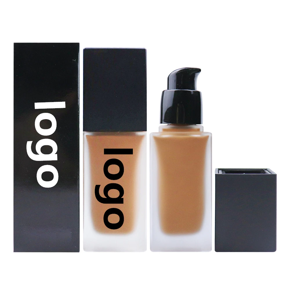 

2021 New Style Full Coverage Foundation Matte Custom Logo Makeup Glass Bottle Foundat Liquid Cream Private Label Foundation