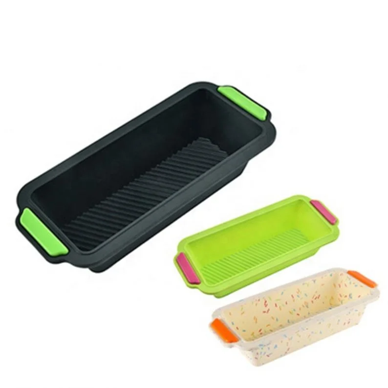 

Silicone Rectangle Pastry Toast Loaf Molds Two-Tone Heat Resistant Non-Stick Bread Baking Mold, Green/black/white