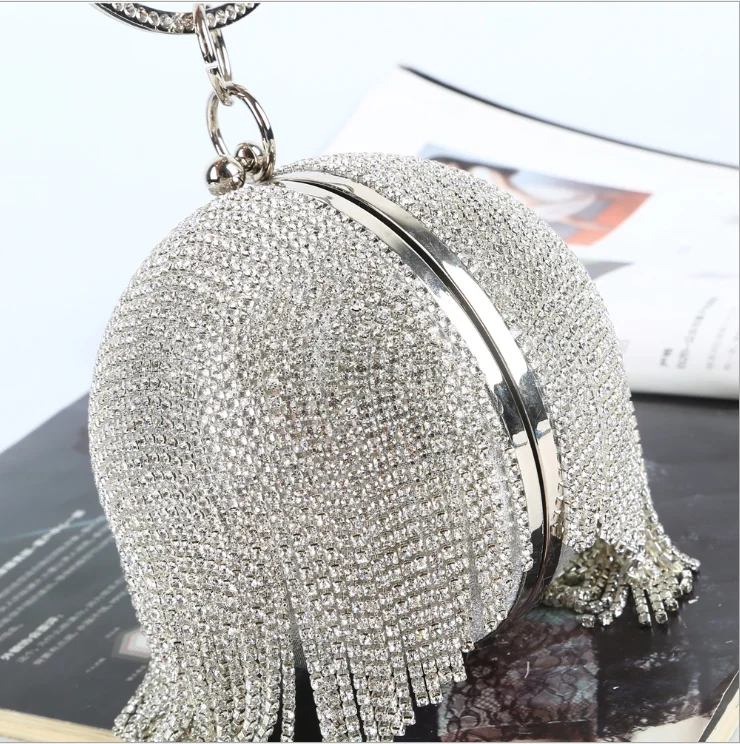 

Hot sell Fashion wedding bridal ladies diamante pearl beaded ball shaped box dinner purse evening clutches bags, Sliver,black,gold