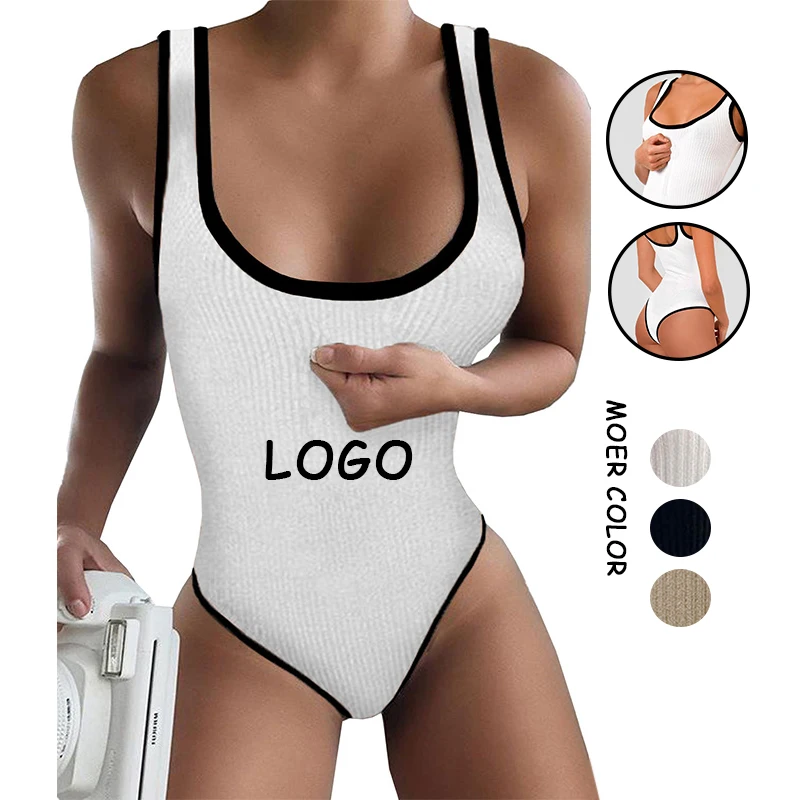 

2021 Custom Logo Sexy Vendors Clothing Knit One Piece Solid Color Bodysuits For Women, Customized bodysuits for women sexy