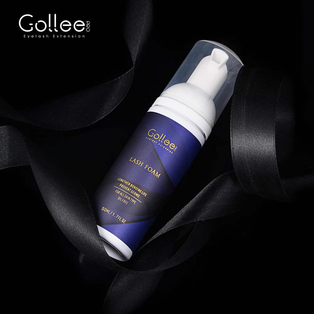 

Gollee Oil Free Eyelash Extension Shampoo Private Label Lash Extension Cleansing Cleaning Foam Eyelash Extension, White bubble foam cleanser