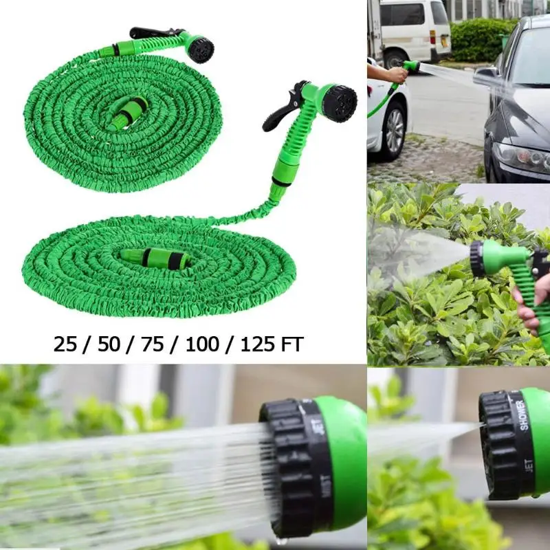 
Expandable flexible Garden hose Water Hose 25 50 75 100 150 FT with Spray Nozzle 7 function gun M0229 