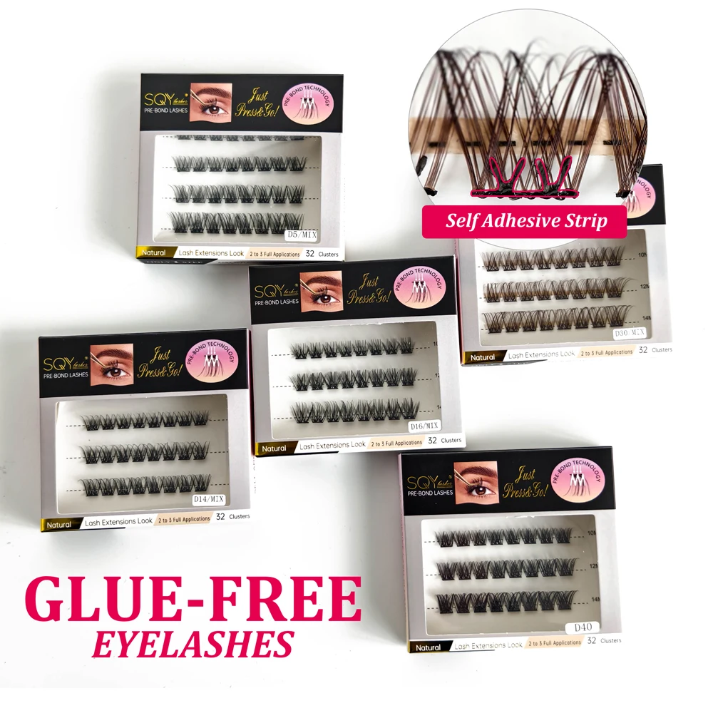 Fast Delivery No Glue Needed Segment Diy Eyelash Extension Pre- 'W' Bonded Diy Cluster Eyelashes Press on Lash