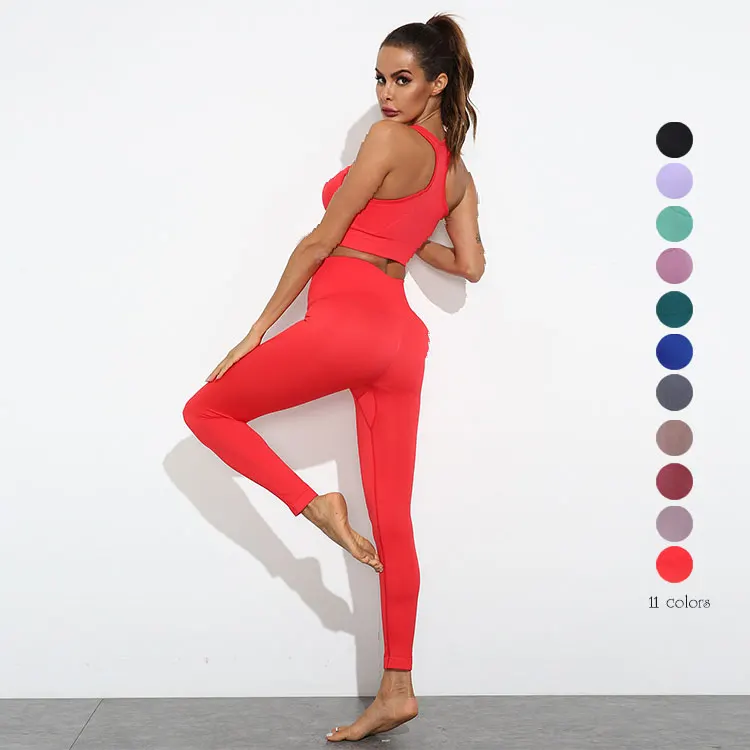 

Promotion bulk low moq seamless set yoga fitness leggings pants with bra top