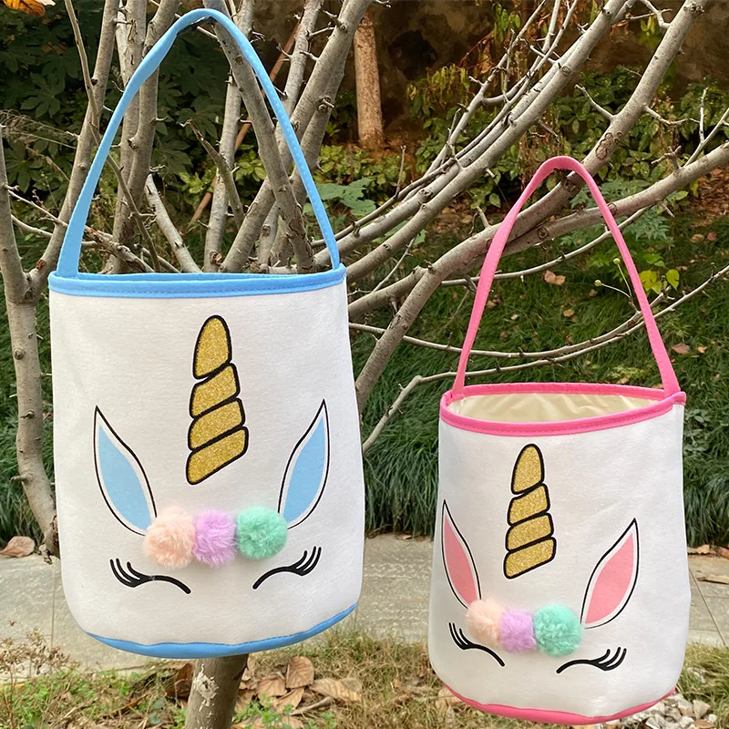 

ES-0012020 New factory low price wholesale Easter decorations cotton tail bunny rabbit canvas easter bag basket bucket, Picture show