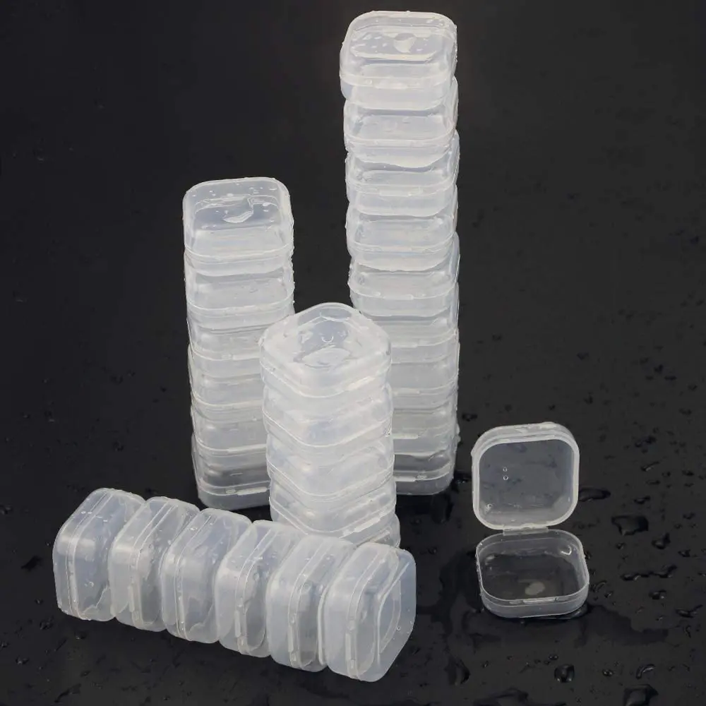 6Pcs Mini Clear Plastic Small Box fishhook Jewelry Earplugs Storage Container JP 