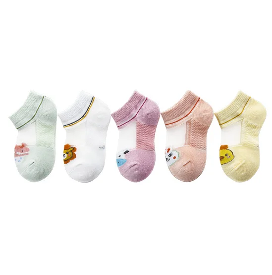 

Spring and summer new baby socks net card bear cartoon thin style boat socks