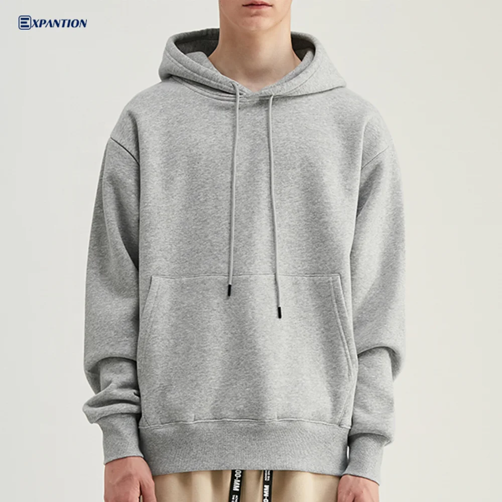 Factory Loose Fit High Street Basic Over The Head Sweatshirt Mens Luxury Heavy Athletic Pullover Oversize Plain Gray Hoodie