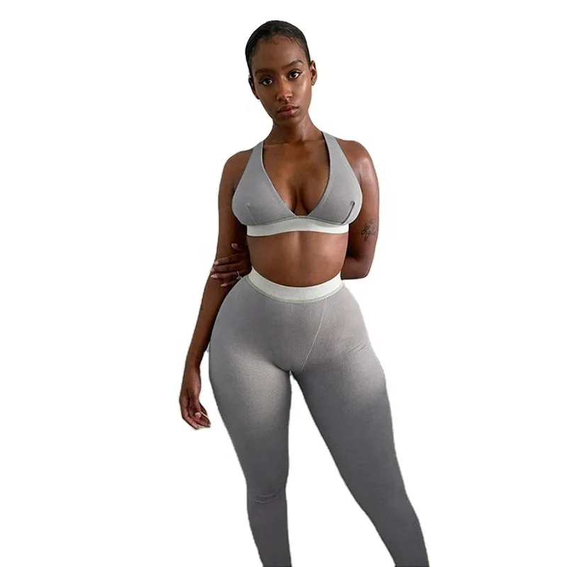 

Women yoga sets Sportswear High Waist Leggings 2 Pcs Fitness Workout sports bra leggings top set2021