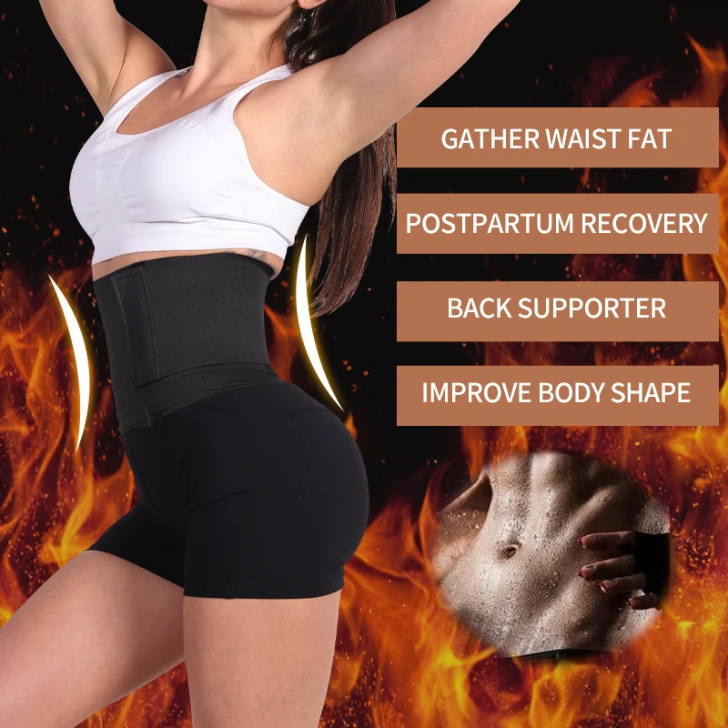

Eastinear OEM ODM New Arrival Corset One Piece Long Wrap Belt Body Shaper Slimming Tummy Waist Trainer With Logo waist support, Black