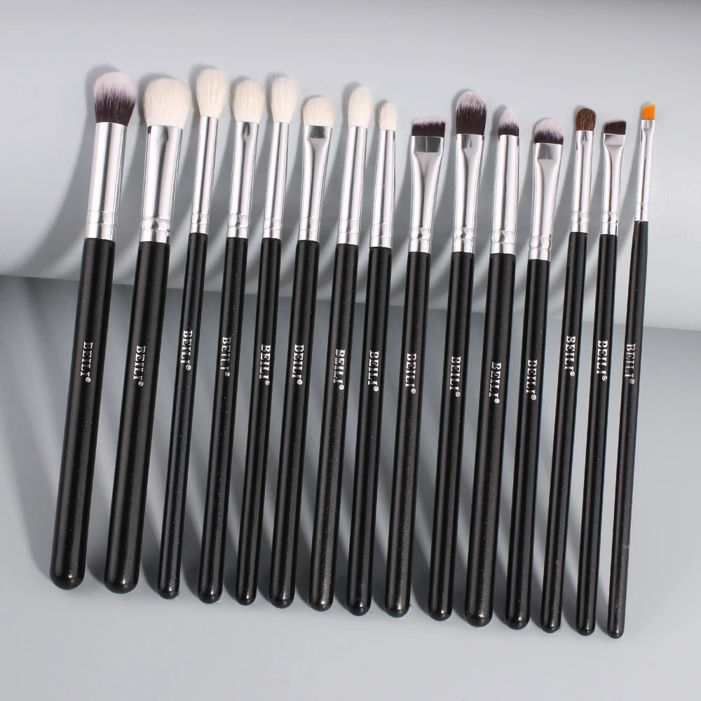For Professional Luxury Eye Makeup Brushes Natural Hair Customized Logo Black Eyeshadow Eyebrow Eyeliner Brush Set Face