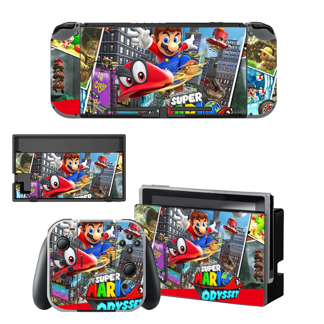 

Customized Super Mario Bros Odyssey Kart Paper Mario The Origami KingSkin Stickers For Nintendo Switch