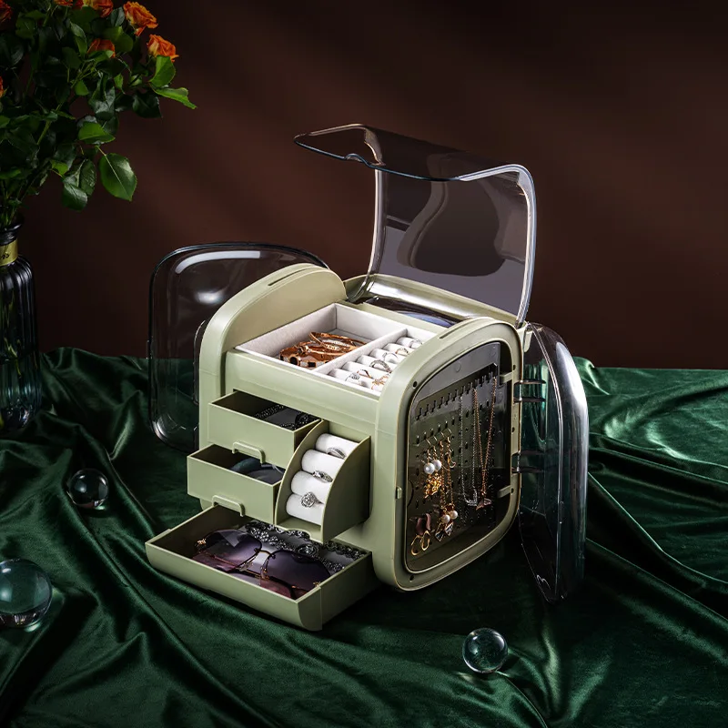 

Wholesale Earring Ring Necklace Girls With Lock Jewelry Box Organizer Velvet Jewelry Storage Plastic Jewelry Boxes, 3 colors