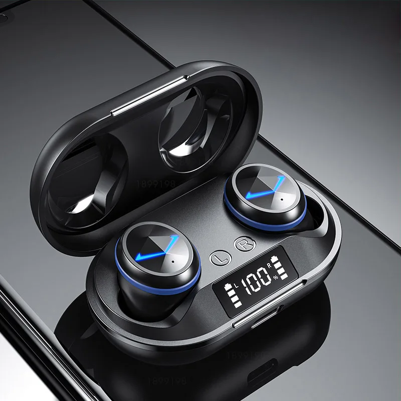 

Factory OEM Mini Headphone Earphones C6 Bluetooth 5.0 Wireless Ear phone With LED Power Display Suerior Music Quality Earbud, Black/white