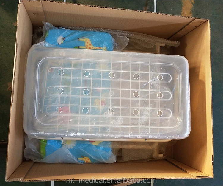 Hospital stainless steel Steel Coating Baby Cart Infant Bed Baby Cot Baby Trolley With Wheels