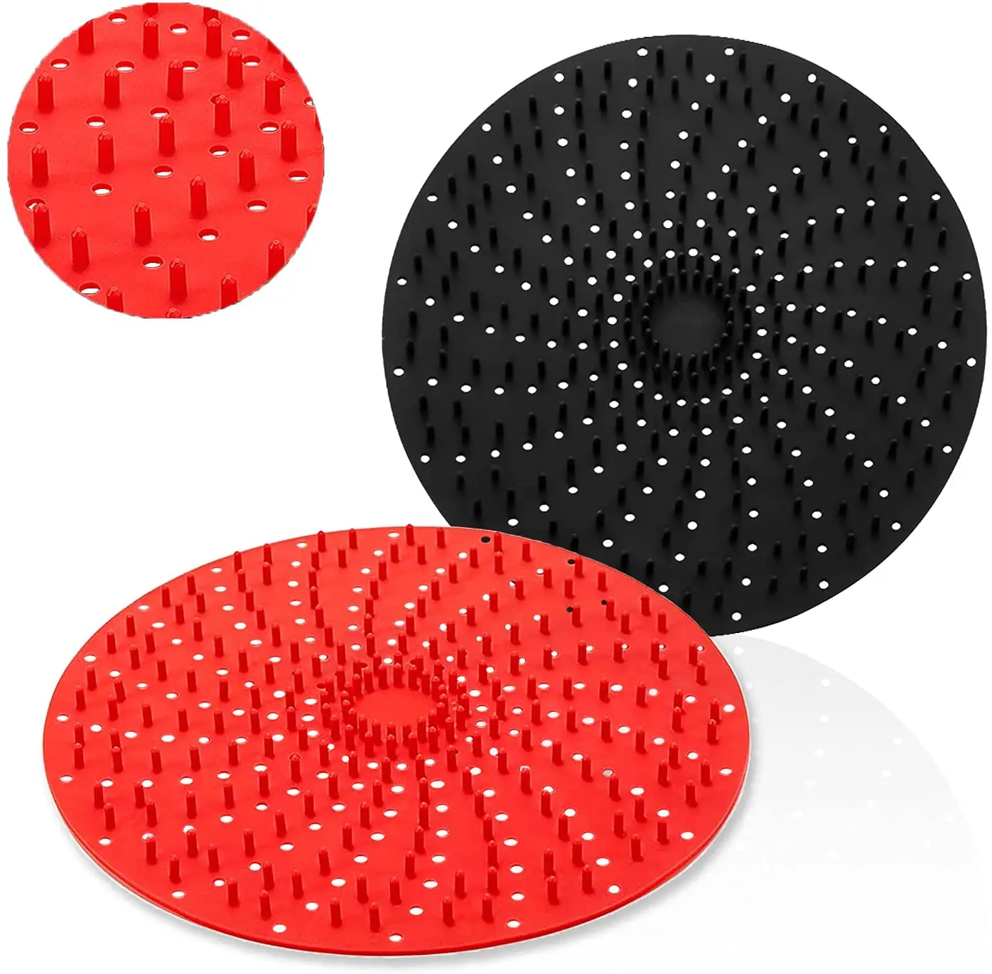 

Non-Stick Silicone Air Fryer Pads Heat Resistant Air Fryer Accessories Basket Mats, Red/black or customize colors