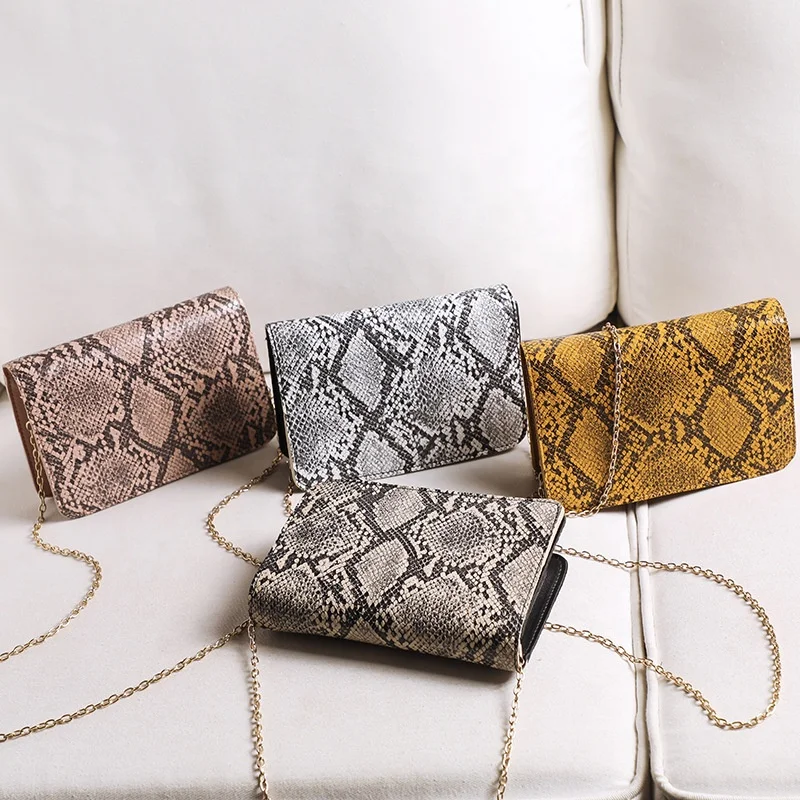 

2020 Fashionable Women Snakeskin Handbags Lady Small Square Messenger Bag Mini Chain Single Shoulder Bags