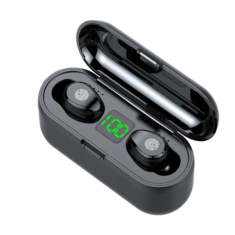 

noise cancelling tws sport audifono BT wireless earbuds with power bank battery display auriculares F9