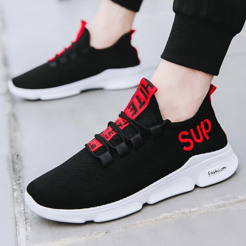 

New Spring 2020 Men Casual Shoes Letter Embroidery Lightweight Vulcanize Shoes Walking Sneakers, Optional (as below)