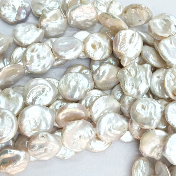 

High Quality  Coin Shape Freshwater Pearl Wholesale White Baroque Coin Pearl