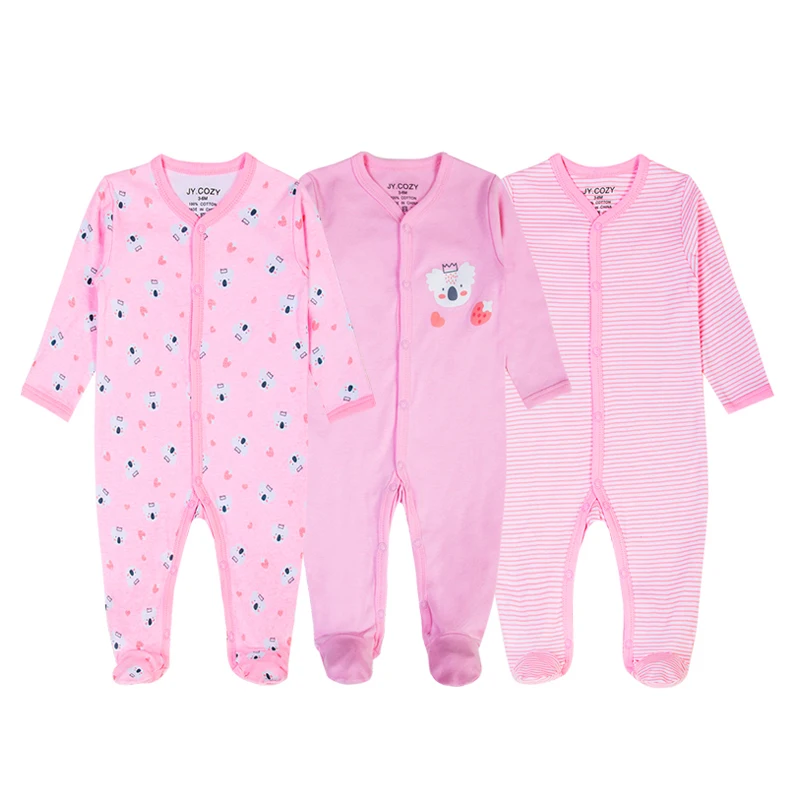 

Jy.cozy Baby clothes 100% Cotton One Pieces Long-sleeves Bodysuits Rompers Snap Closure Outfits Layette Set For Infant, Picture shows