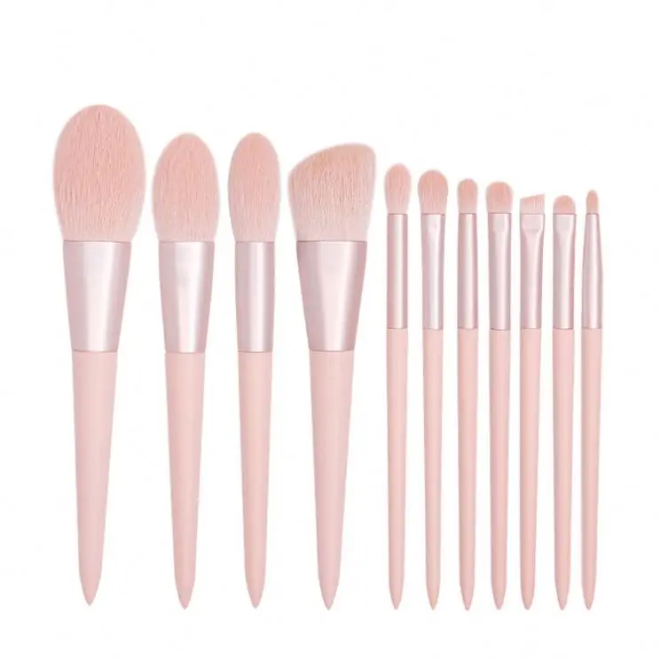 

new custom logo 11pcs colours neon docolor makeup brush sets for cosmetic, Pink