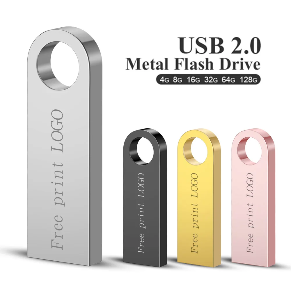 

High Speed 4GB 8GB 16GB 128GB Custom Brand Logo USB Flash Drive Metal, Sliver golden