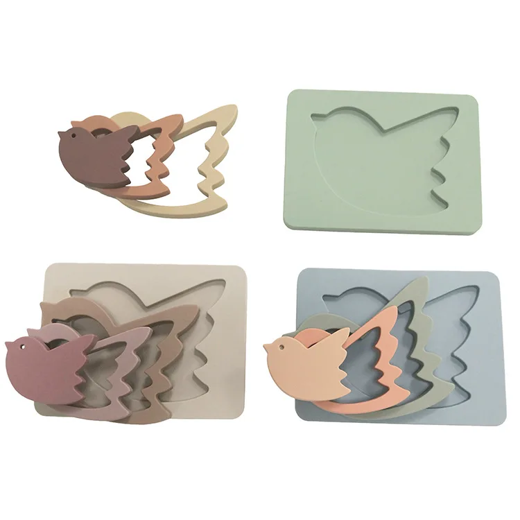 

New Puzzle Silicone Building Blocks Bird Puzzle Jigsaw Toys for Kids