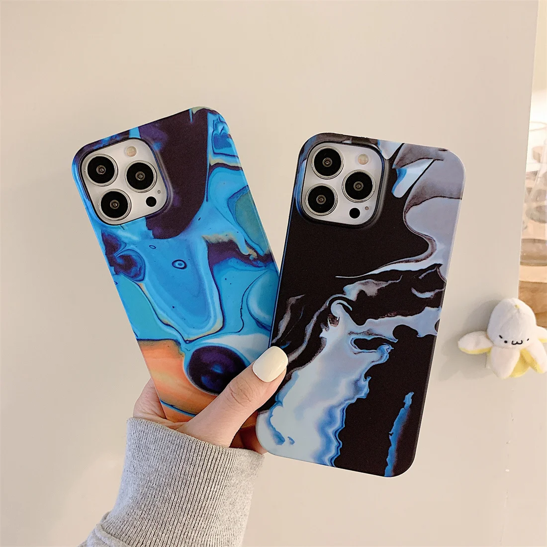 

Luxury Official Artistic Marble Hard PC Phone Case For iPhone 13 12 11 Pro Max Mini XR XS Max 7 8Plus Half Wrapped Back Cover