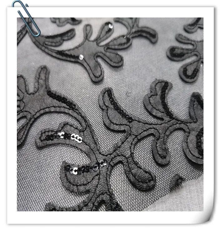 

2020 WINTER FASHON Accessories fabric black embroidered tulle fabric, Accept customized color