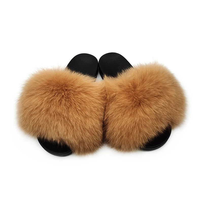

women's hot selling real fox fur slipper, Show as pictures