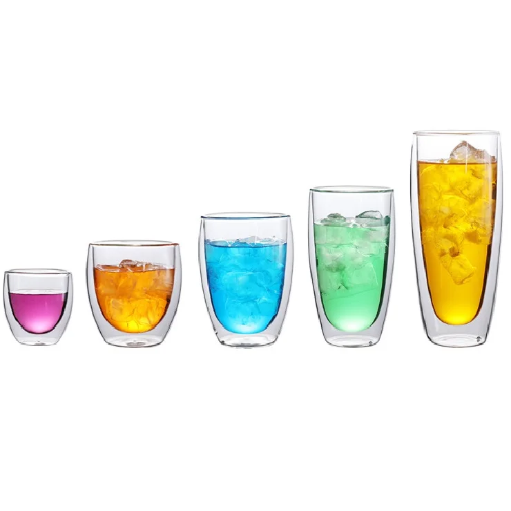 

Custom tumbler reusable insulated clear double wall glass cup for coffee