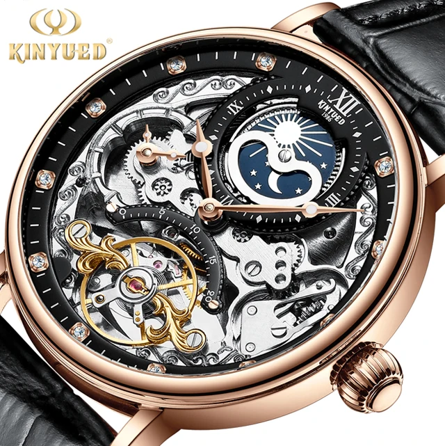 

Kinyued 2022 Luxury Leather Men Watch With Custom Logo Big Dial Automatic Mechanical Watches