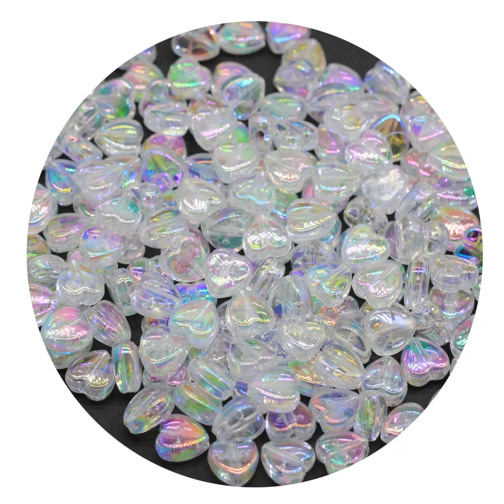 

Transparent AB Color Love Heart Acrylic Beads Loose Spacer Beads For Jewelry Making DIY Handmade Bracelet Earrings, Ab clear