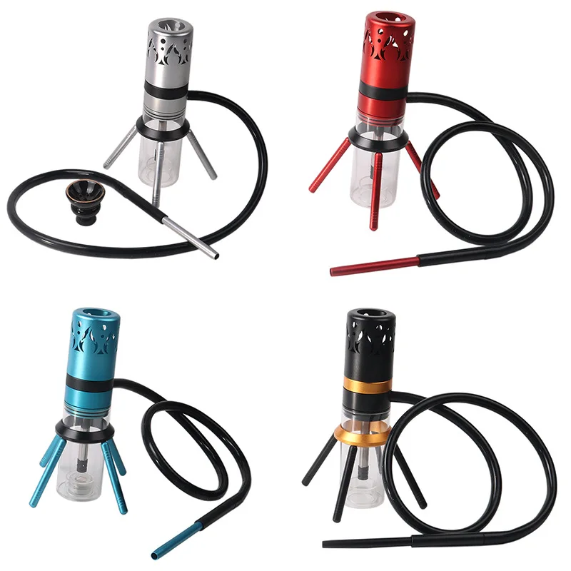 

Car Hookah Coal For Hookah With LED Lights Portable High Quality Hookahs Sheesha Shisha Nargile, Red blue black silver