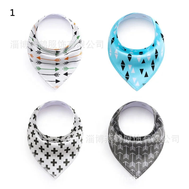 

Factory outlet customized feeding bib kids triangle scarf 4 pcs cotton baby bibs