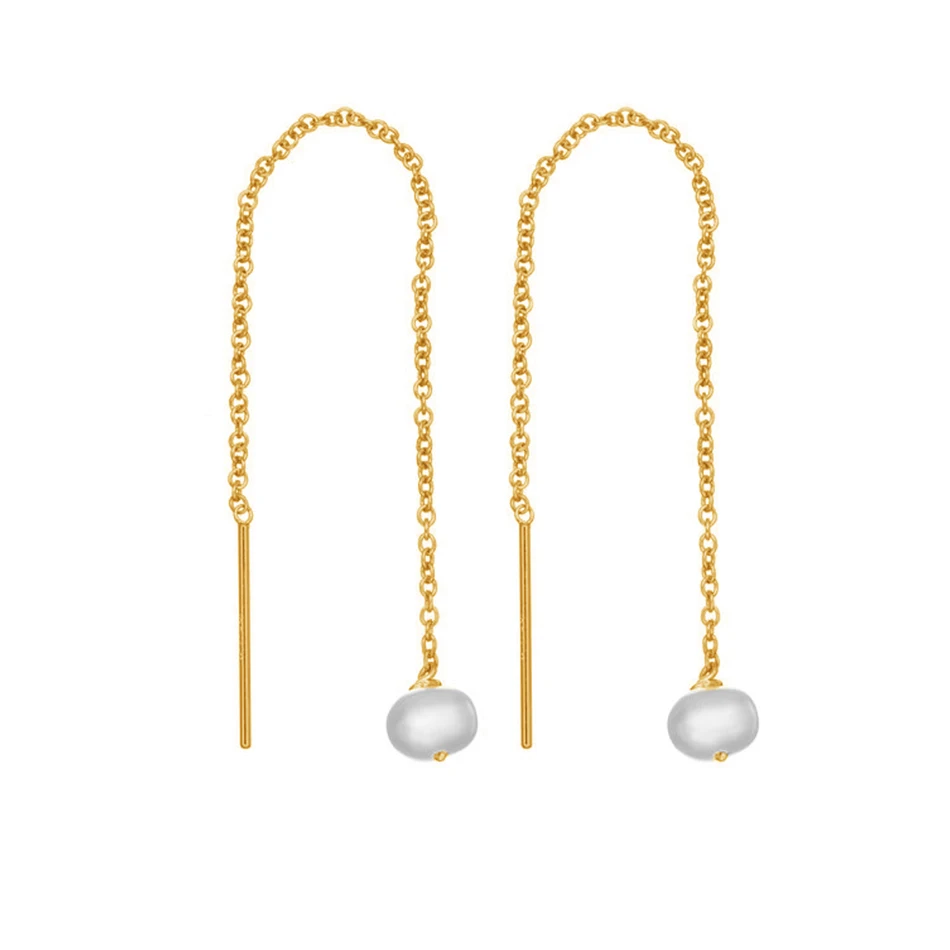 

wholesale gold jewelry online 925 sterling silver earrings 18k gold vermeil pearl drop ear threaders