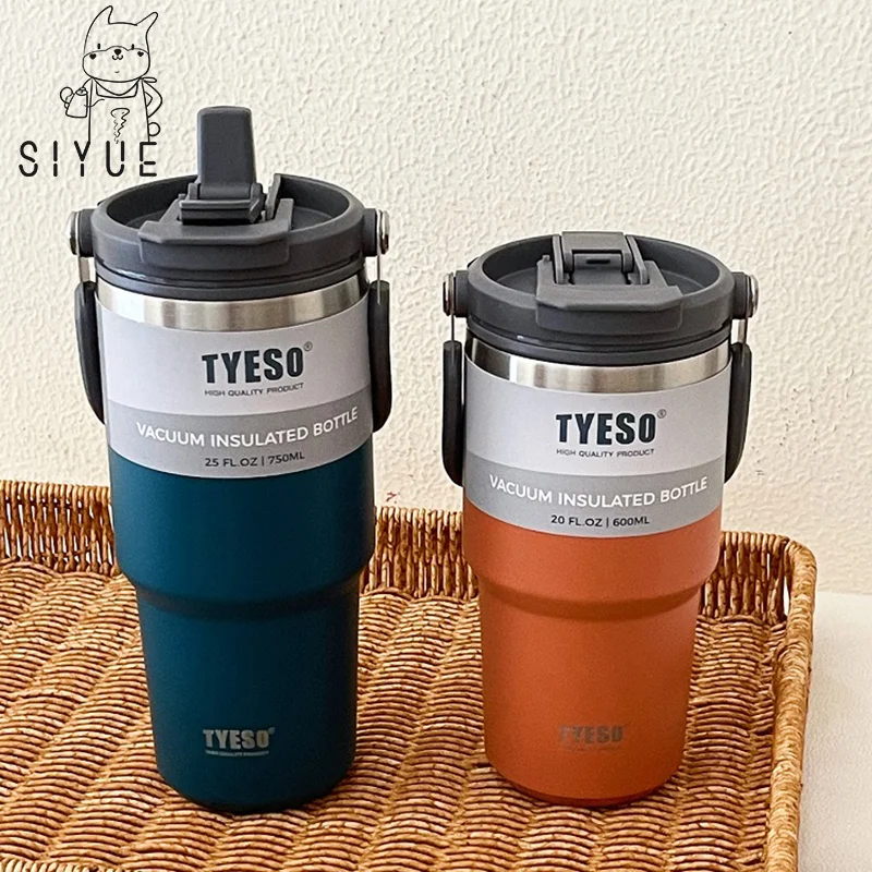 

SIYUE 750ml Large Capacity Portable Stainless Steel Thermal Cup Plastic Straw Keep Cold Warm Coffee Tea Mug Tumblers Set 9202