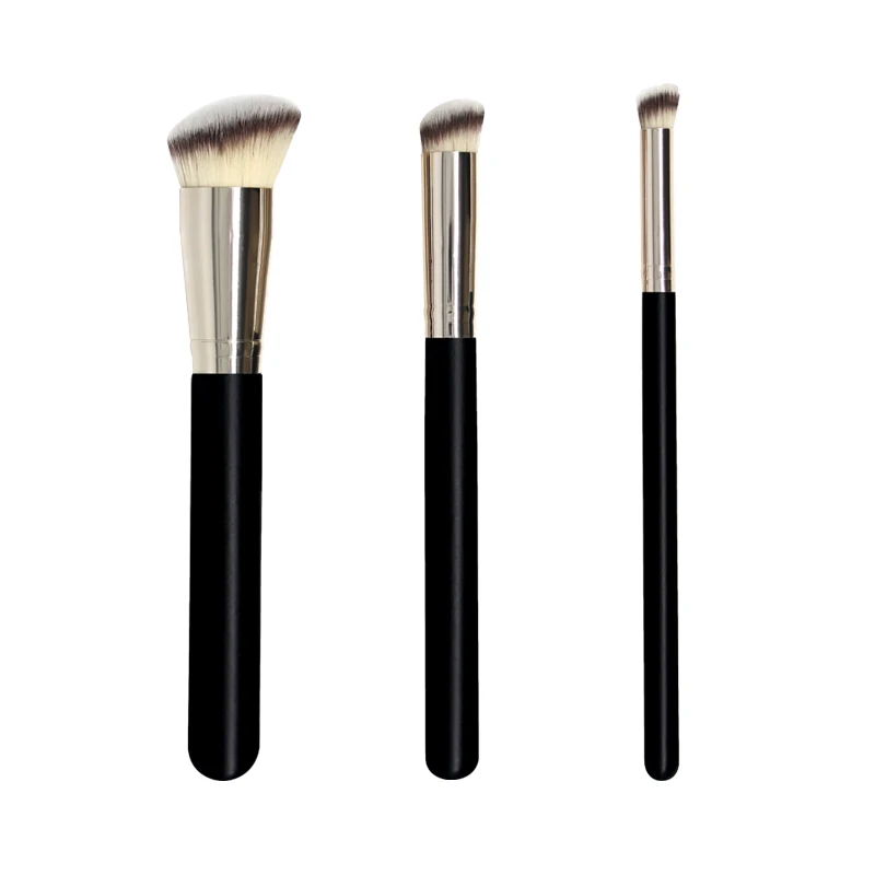

3 pcs Luxury Professional Facial Beauty Tools Maccosmetics Factory price and customized contour Concealer Hot makeup Brush set, Customized color
