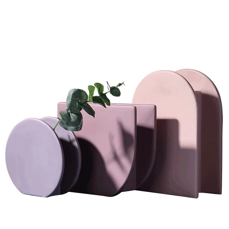 

Modern Geometric Shapes Macaron-colored Ceramic Vase Ornaments Home Decoration