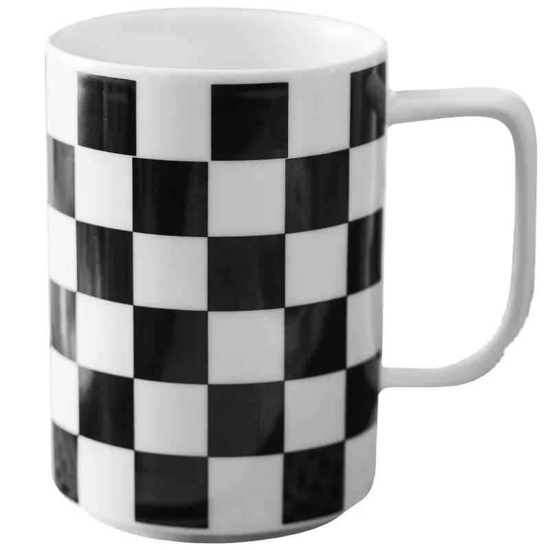 

Lelyi Retro ins checkerboard ceramic mug office home water cup
