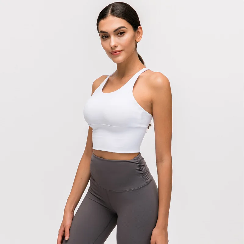 

In stock high impact adjustable white ladies sports bra plus size custom logo tank bra top, Customized colors